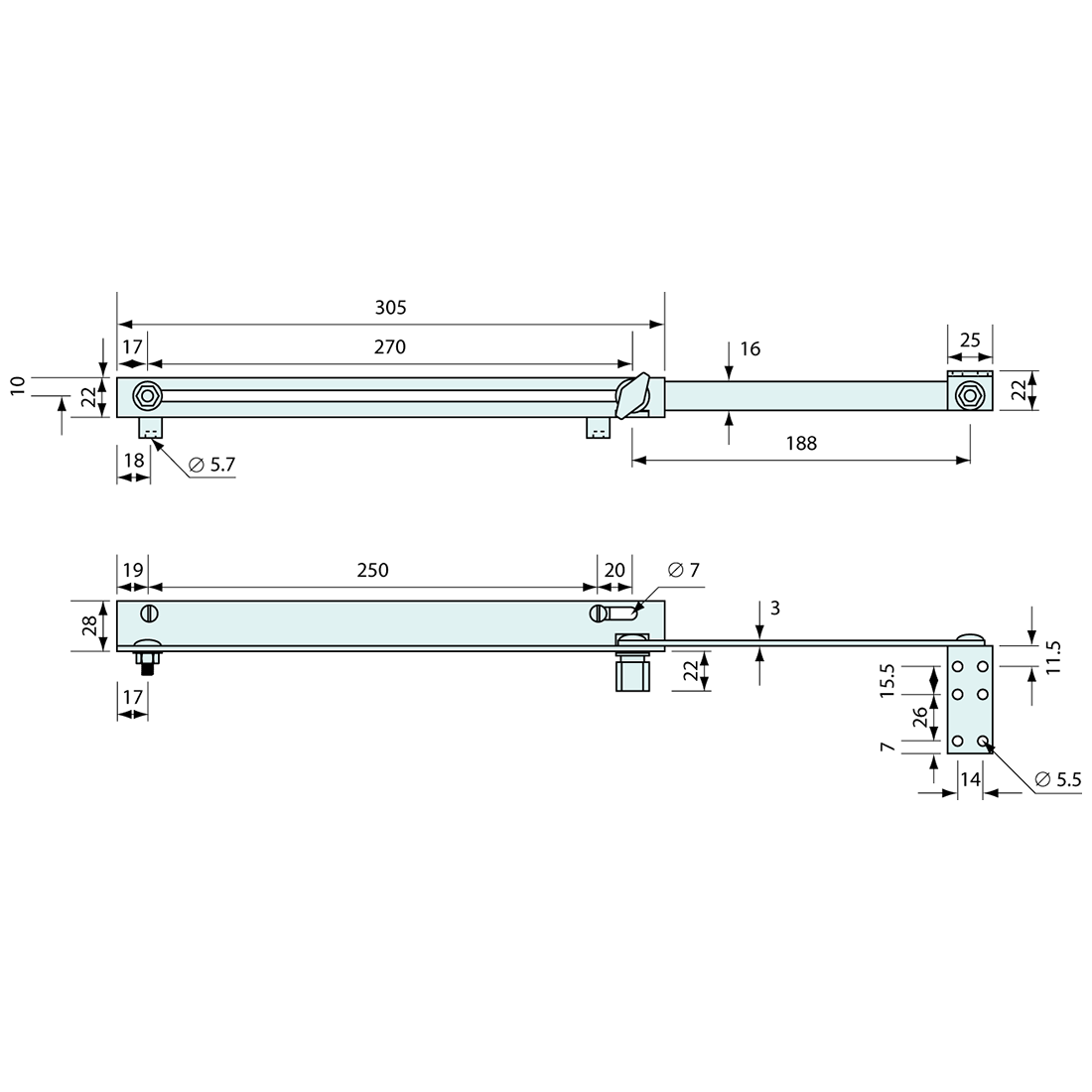 Door Wind Stop Kit With Locking Knob Zinc 475mm